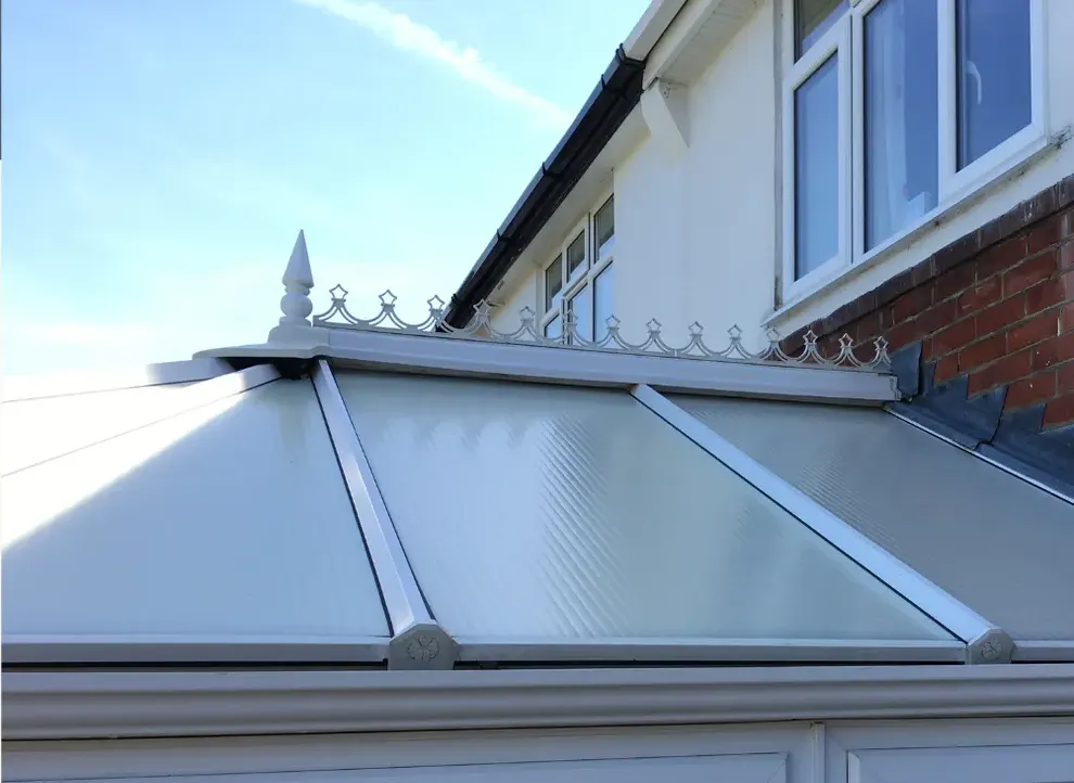 Conservatory roof panels clean and clear after a wash